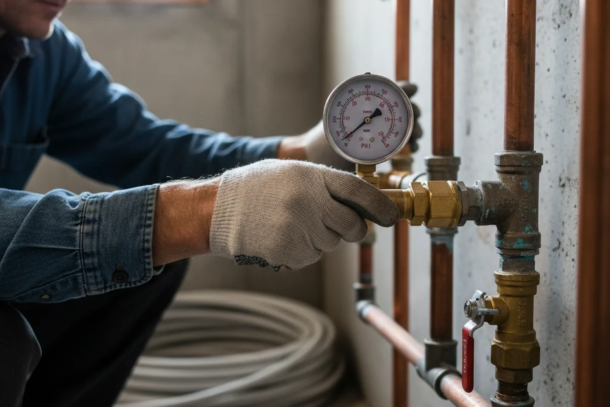 Pressure testing a repaired line during Water Line Repair in Black Diamond